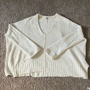 Free People Ivory Cable Knit Sweater